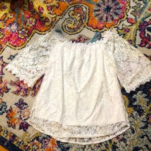 🎈Miholl Cream Lace Off Shoulder Top